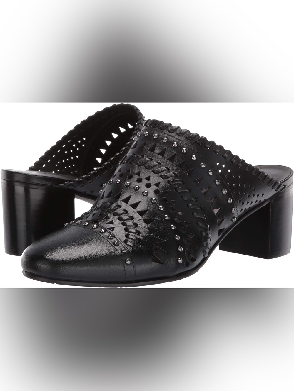 Brighton Black Studded Manet Leather Mules